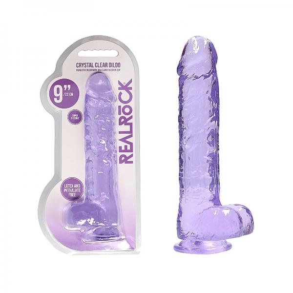 Dildo With Balls 9in Purple